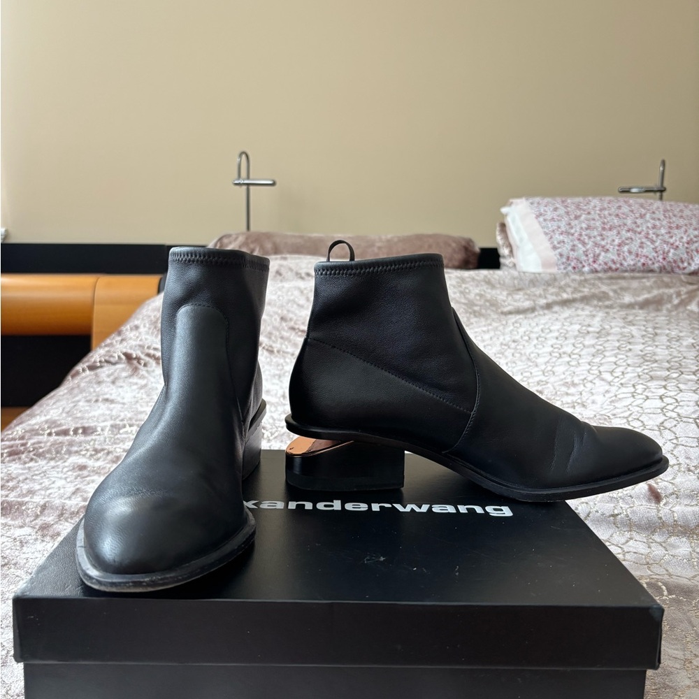 Alexander Wang Black Leather Boots with Unique Heel